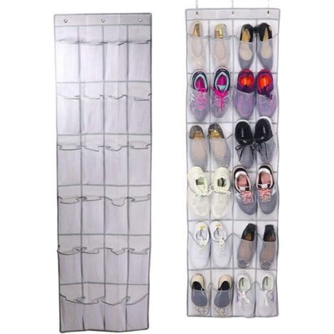 Scaffale per scarpe sospeso, scaffale per scarpe da fissare dietro la porta, salvaspazio con 24 tasche, adatto per cucine, armadi e camere da letto (1/4)