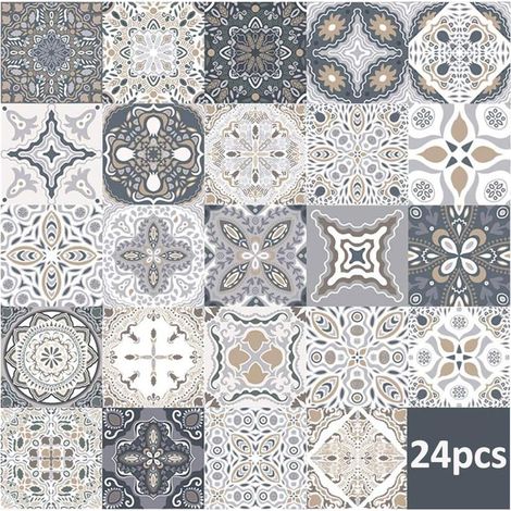 24pcs Stickers Carreaux Muraux - Stickers Carreaux Autocollant pour Cuisine Salon Salle De Bains Décor À La Maison Auto-Adhésif (15 15CM) (1/5)