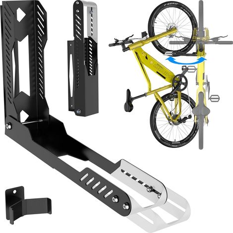 Support mural Pivotant pour Vélo, sans Levage Lourd, Peu Encombrant pour le Garage, Facile à Accrocher et à Enlever, Peut Supporter Jusqu'à 40 kg (Noir-Blanc, 2 pièce) (1/5)