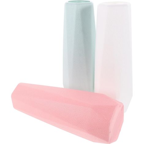 Vases Géométriques Design Moderne et Chic Lot de 3 en Plastique Incassables pour Fleurs Fond Plat, Décoration Intérieure Élégante pour Salon ou Bureau (1/5)