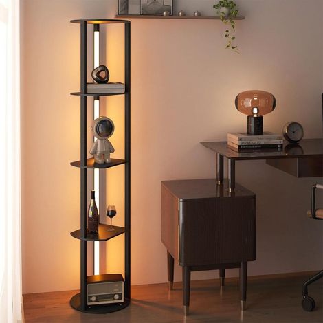 Éclairage et Rangement Moderne Lampadaire sur Pied Étagère 4 Tablettes 4 Barres LED pour Salon Chambre (1/5)