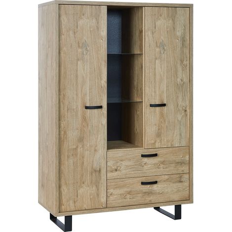Mobile da Arredamento XL colore rovere dorato collezione NEWTON con piedi in metallo. Grande capacità di stoccaggio.