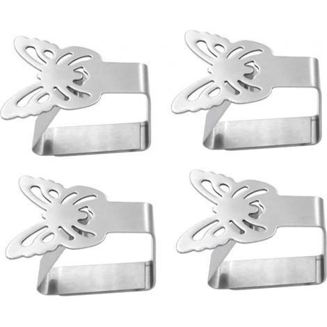 Set di 4 clip per tovaglia in acciaio inox, fermatovaglie, copritovaglie (a farfalla) (1/4)