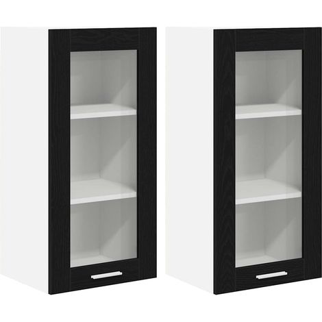 Mueble colgante con puerta 2 pcs Roble Negro 40 x 31 x 80 cm vidaXL