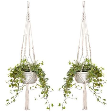 2 pièces macramé panier suspendu corde de coton jardinière suspendue pot de fleur porte-plante cintre 105 cm/41 pouces, 4 pieds, Ensoleillé (1/5)