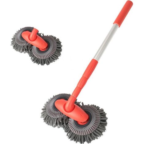 Brosse de lavage de voiture rétractable à double tête - Manche long rotatif à 360° - Balai de lavage en microfibre chenille - Brosse de protection anti-rayures - Nettoyage de voiture efficace et sûr (1/5)