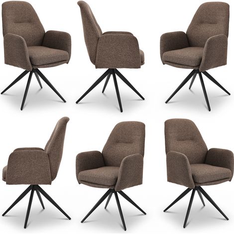 Bon Furni Chaises 360° Pivotantes Tissu Effet Lin , Lot de 6