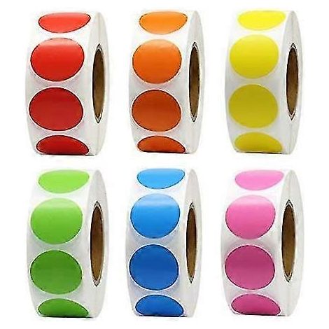 500 étiquettes autocollantes rondes permanentes de 2,5 cm (1 pouce) en couleur (1/5)