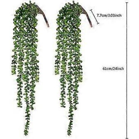 Succulente artificielle suspendue de 68 cm (27 pouces), effet collier de perles pour un aspect réaliste, facile à nettoyer et à dépoussiérer, design vibrant et adorable pour votre jardin.