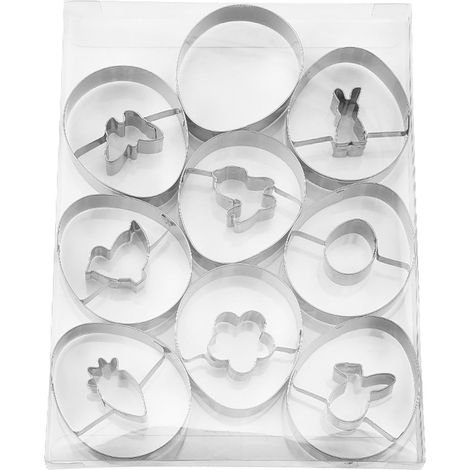 Emporte-pièce - Acier Inoxydable - Pour Biscuits Gâteaux Pancakes Pâtes - Formes Festives De Pâques - Lot De 5 Pièces (1/4)