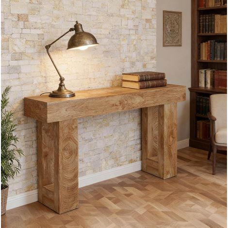 Tavolo consolle in legno marrone 160 cm stile country per ingresso e soggiorno (1/5)