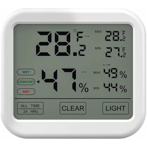 Thermomètre Hygromètre Intérieur avec Haute Précision, Numérique LCD Moniteur Température et Humidité, Indicateur du Niveau de Confort Idéal pour Chambres de Bébé, Maison, Cave, Frigo, Garage (1/5)
