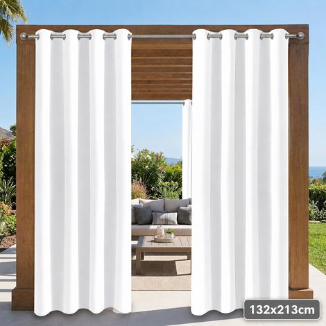 ROSNEK PatioGuard Rideau extérieur imperméable anti-accrocs à œillets 132 x 213 cm semi-occultant Blanc 1 panneau