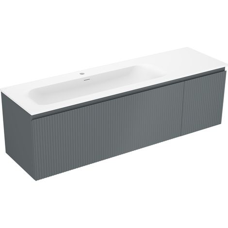 Mexen Rivel meuble de salle de bain 160 cm avec lavabo Vela gauche, 1S, 1D, rainuré, graphite mat/blanc mat - 91A23-16047-3-BBF (1/5)