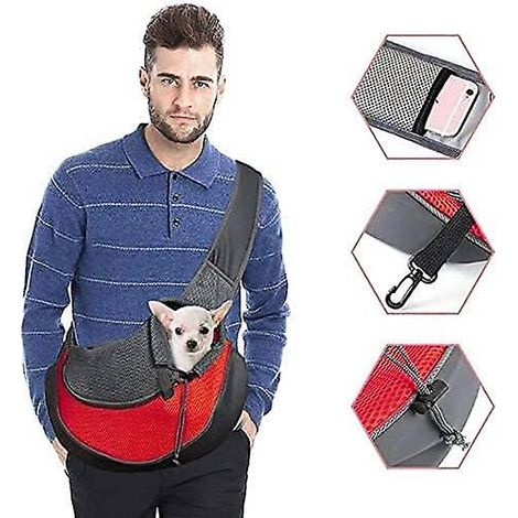 Sac de transport ajustable pour chien avec pochette en filet respirant pour petits animaux de compagnie (1/5)