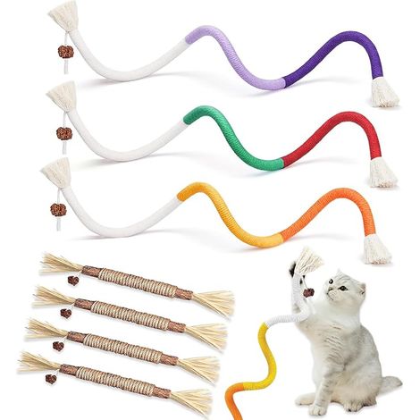 Jouet Chat Corde Bâtonnets Herbe à Chat Jouet de Dentition Chaton Jouet a Macher Chat Grincer des Dents Chats Intérieur Nettoyer Les Dents (1/5)