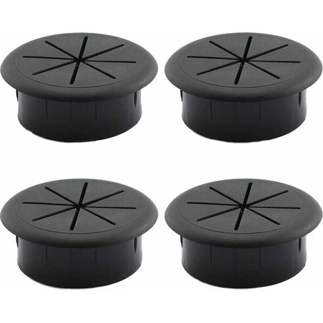 Desk Cable Grommet, 4pcs Cable Cover, Table Cable Grommet, Desk, Round Table, Office Furniture Cable Cover, Table, Computer Table, Black MUMU