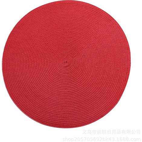 MINKUROW 4er Set Tischsets PP Tischgeflecht Rund Waschbar Hitzebeständig Rutschfest 38cm  (rot) (1/5)