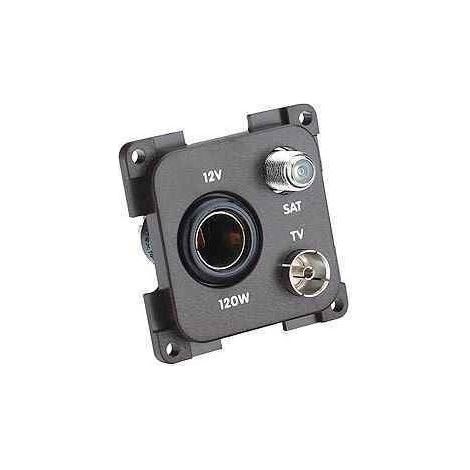 Socle TV + SAT + 12V marron pour caravane et camping-car