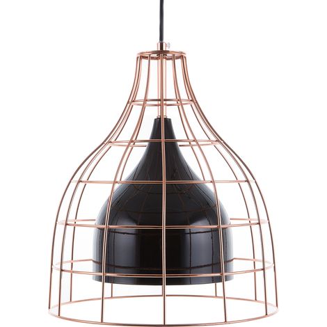 Lámpara de techo de metal negro 121 cm pantalla jaula cobriza de metal estilo industrial Tresa