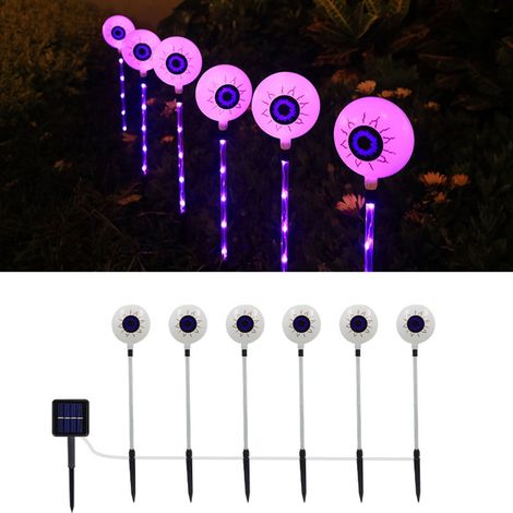 Luminaire Solaire Yeux Effrayants - 6 LED Violet - Étanche IP55 - Pour Jardin Cour Patio Décoration Halloween - Lot de 1 (1/5)