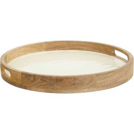 Plateau de Service en Bois "Inaya" 38cm Blanc