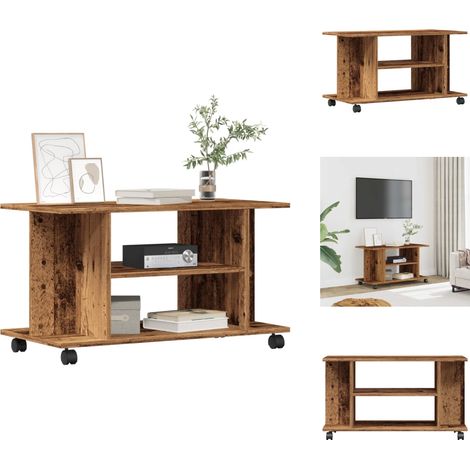 Meuble TV avec roulettes vieux bois 80x40x45 cm bois ingénierie - Meuble TV - Meubles TV - Meuble Télé - Buffet Tv (1/5)