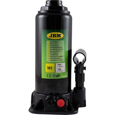 Cric bouteille jbm bottle jack 10t capacité 10 tons base stable
