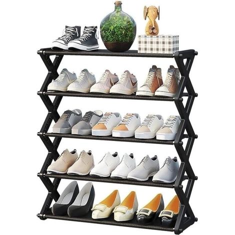 TrAdE Shop Traesio - Scarpiera Per Ingresso Organizzatore Scarpe Mobile Mensole Stoccaggio Stretta 65,5x57x20cm - (1/5)