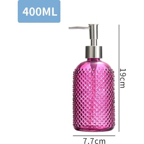 (rouge) 1 flacon pompe de 400 ml en verre de luxe Nordic Light pour lotion désinfectante pour les mains, shampoing et gel douche - Design élégant (1/5)