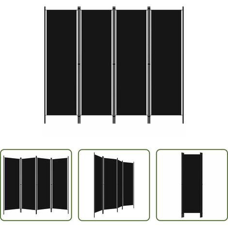 Trennwand - 4-tlg. Raumteiler Schwarz 200x180 cm (1/5)