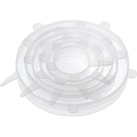 Couvercles en silicone – Couvercles de conservation des aliments – Souples et extensibles – Réutilisables – Blancs – Lot de 6 (1/5)