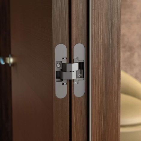 Cerniera invisibile per porte, Set di 2 cerniere invisibili per porte pesanti, capacità di carico 40 kg, apertura 180º, zamak (1/3)