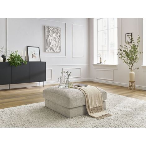 BOBOCHIC - Pouf LEONARD tissu texturé Beige (1/5)