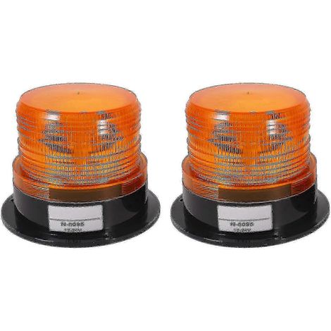 Lot de 2 gyrophares stroboscopiques à LED ambre 12 V/24 V pour camions (1/5)