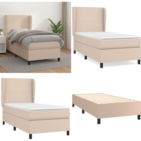 Sommier à lattes de lit avec matelas Cappuccino 90x190 cm - Lit Plateforme - Lit Double - Literie - Chambre À Coucher - Meuble De Rangement - Home & Living (1/5)