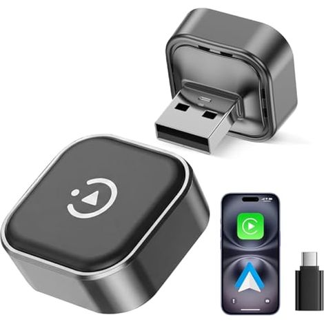 Adaptateur CarPlay sans Fil 2026 – Ultra Mini 2 en 1 Android Auto sans Fil, WiFi 6 & Bluetooth 5.4, Plug & Play pour la liberté sans Fil, Connexion Automatique Rapide, Stable et sans Retard