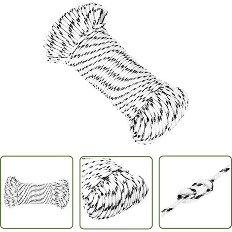 The Living Store Bootsseil Geflochten Weiß 5 mmx250 m Polyester - Polyester Seil - Bootseil - Schiffsseil - Segeltuch - Leinen (1/5)