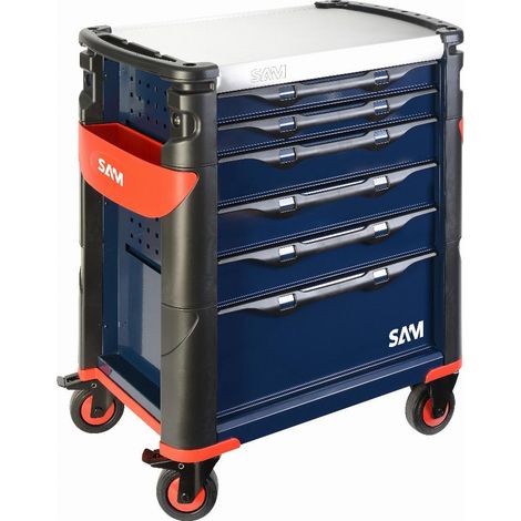 SAM OUTILLAGE Carrello di grande volume a 6 cassetti in acciaio inox blu - 416HB