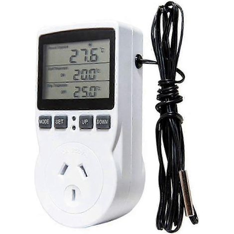 Contrôleur de température 16 A 230 V, grand écran LCD, thermostat numérique, prise pour tapis chauffant - couleur : prise australienne - BB (1/4)