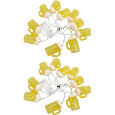 Set mit 2 Lichterketten im Bier-Design, 2 Meter lang, 10 warmweiße LEDs, festliche Dekoration für drinnen und draußen, keine Batterien erforderlich. (1/5)