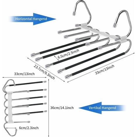 Etendoir Multiple Blanc, 1 Pièces Cintres Pantalons Cintre Gain de Place,Multi Cintre Magique Rangement Placard, Acier Inoxydable Multifonction Pliable Antidérapant Porte Jeans (1/4)