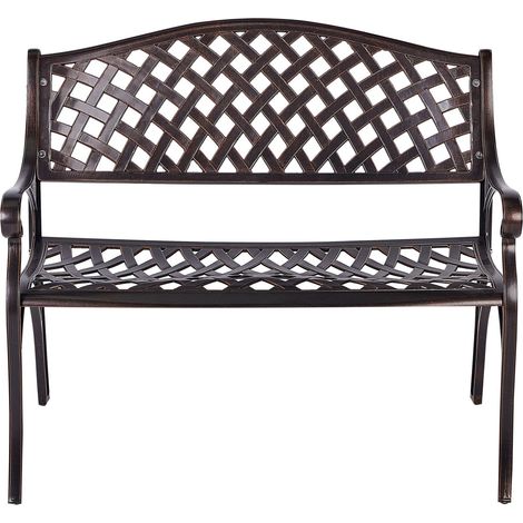 Panchina da giardino vintage in metallo marrone a 2 posti con braccioli Staggia