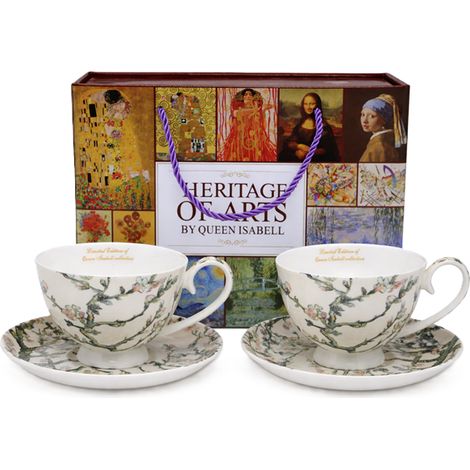 Tazas de porcelana con platillos, 2 unidades, 250 ml, Van Gogh Almendra (1/5)