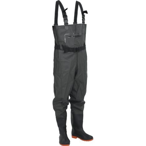 vidaXL Cuissardes avec bottes et ceinture vert foncé taille 40
