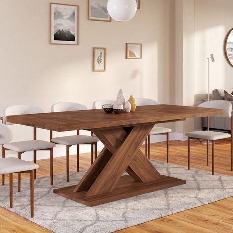 ALICIA mesa de comedor rectangular extensible 6-10 personas nogal 160-200 cm (1/5)