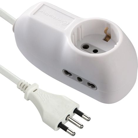 Electraline 62024 Multipresa 3 posti 1 schuko 2 bivalenti 10/16A - cavo 1 m