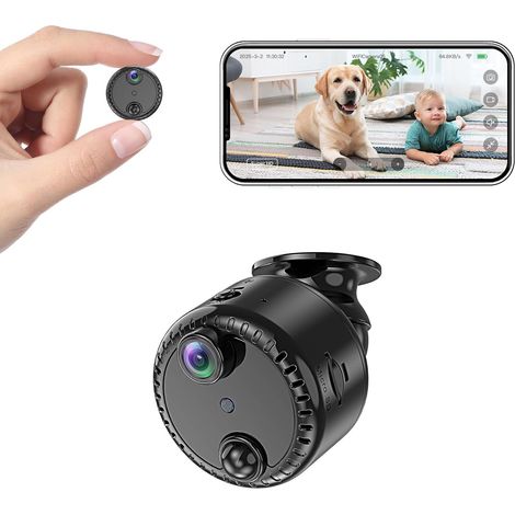 Mini caméra intérieure WiFi 4K - Caméra de surveillance sans fil - Vision nocturne - Détection de mouvement IA - Longue autonomie - Stockage cloud et carte SD - Sécurité domestique (1/5)