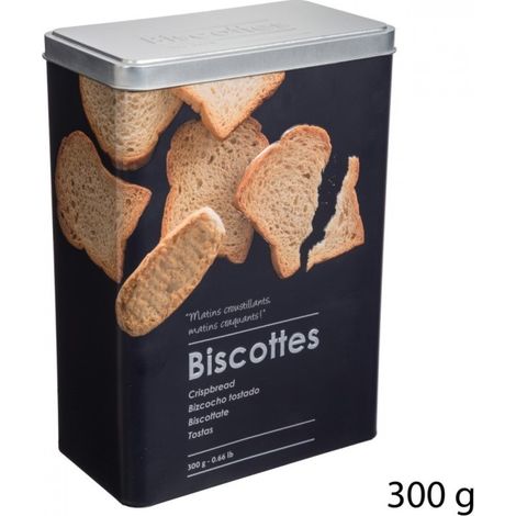 Contenitore per fette biscottate in ferro con rilievo Nero 300g 18x10x h24,5 cm