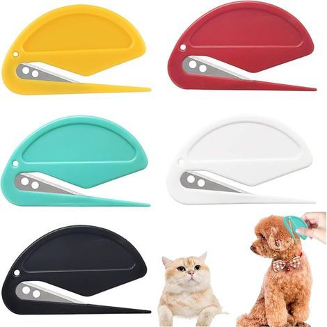 Lot de 5 Coupe Noeud Chat, Peigne à Nouer pour Chiens, Couteau Démêlant pour Animaux de Compagnie avec Lame en Acier, Détacheur de Noeuds de Toilettage (1/5)
